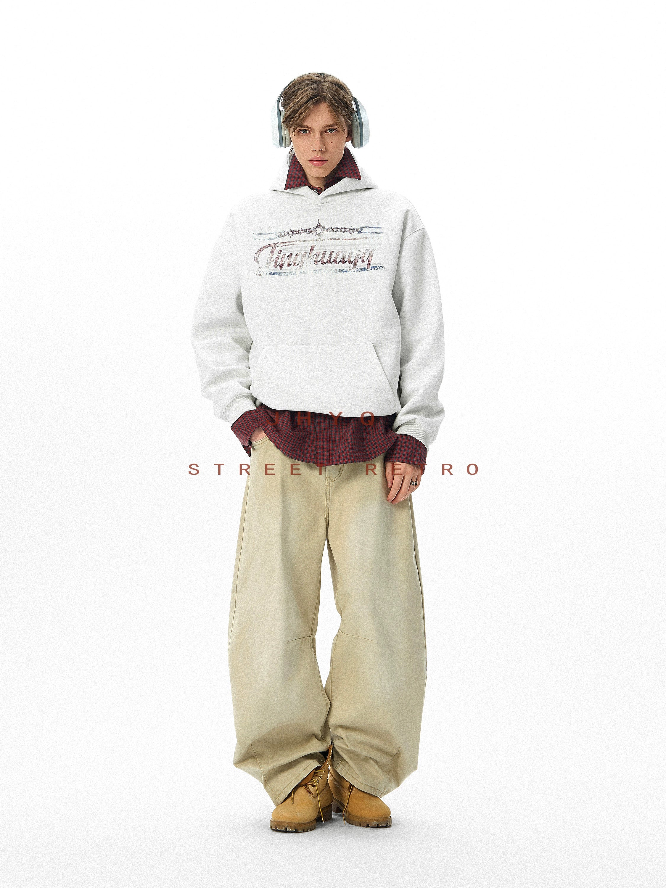 JHYQ Retro Letter Print Loose Sweater