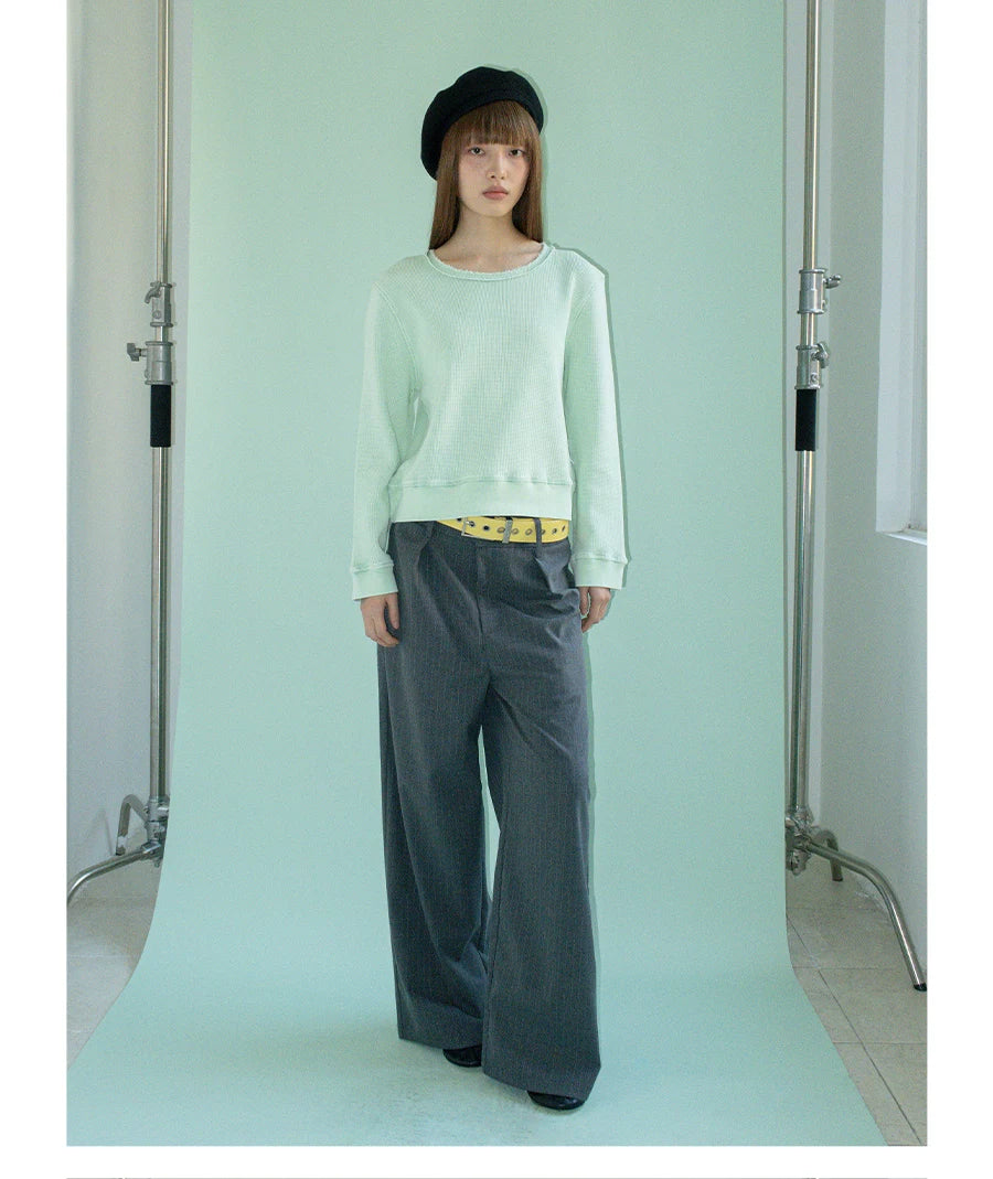 FUNKYFUN Waffle Loose Short Sweater