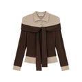 Kano Fake Two-piece Splicing Streamer Collar Knitted Long Sleeve