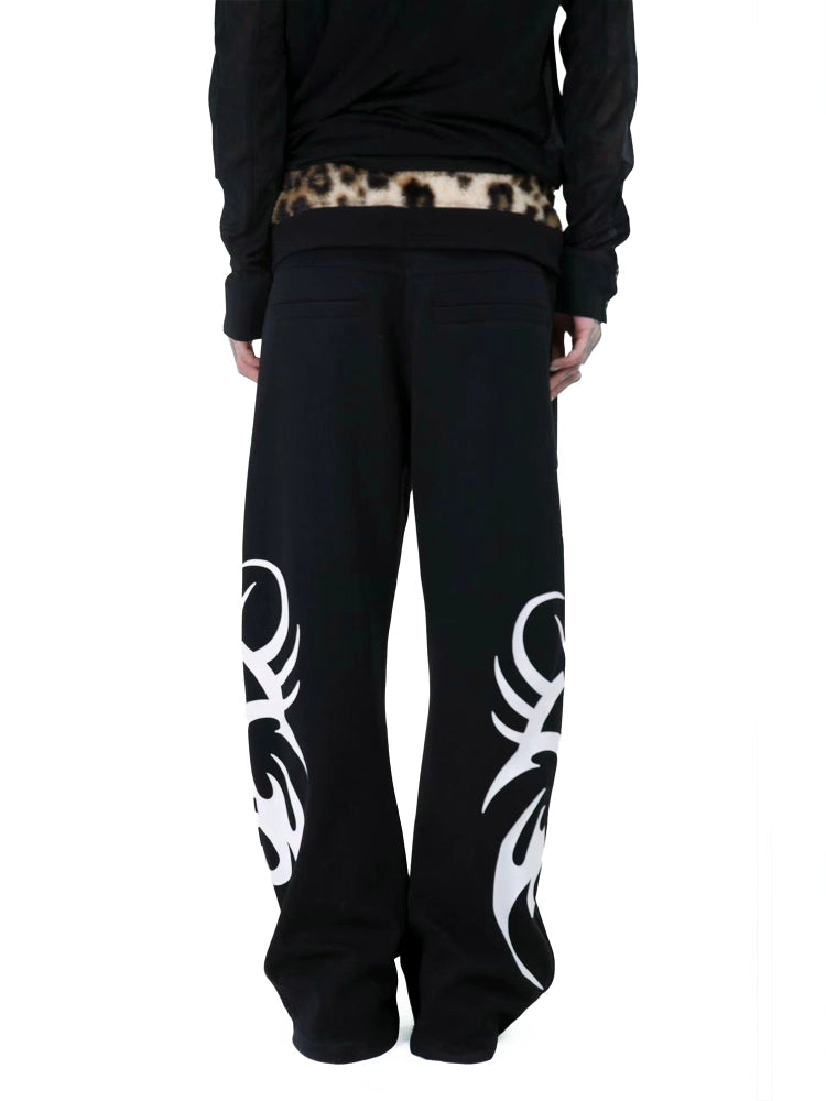 DETW 25ss * "Leopard Print"  Straight Machete Commuter Sweatpants
