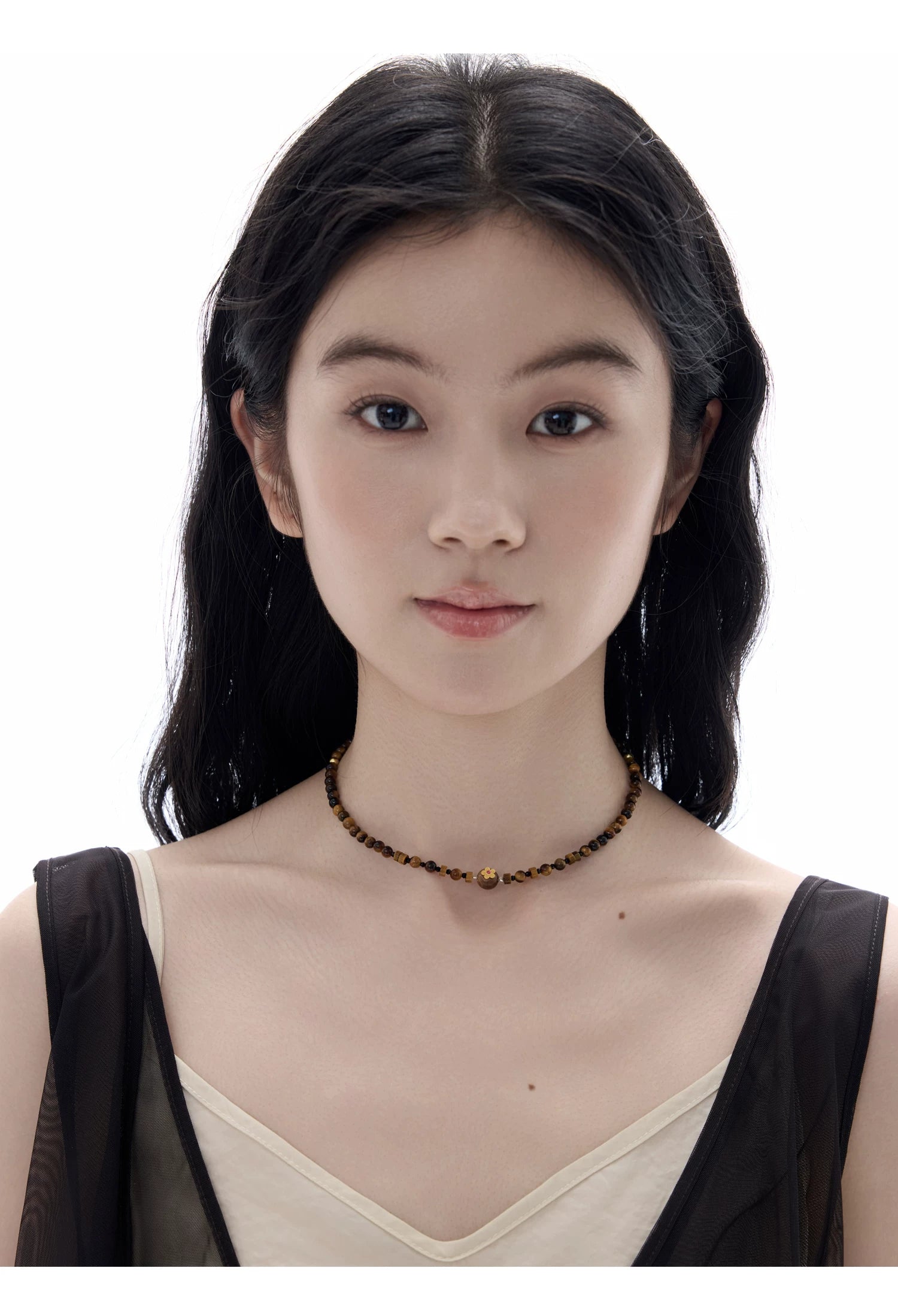 NO SOLUTION Natural Tiger's Eye Clavicle Chain