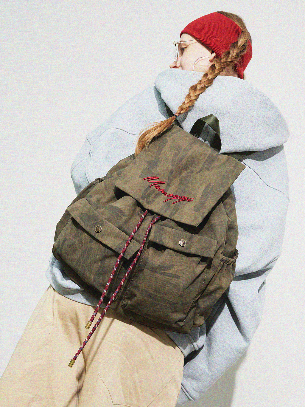 Momogigi Vintage Camouflage Canvas Large Capacity Backpack