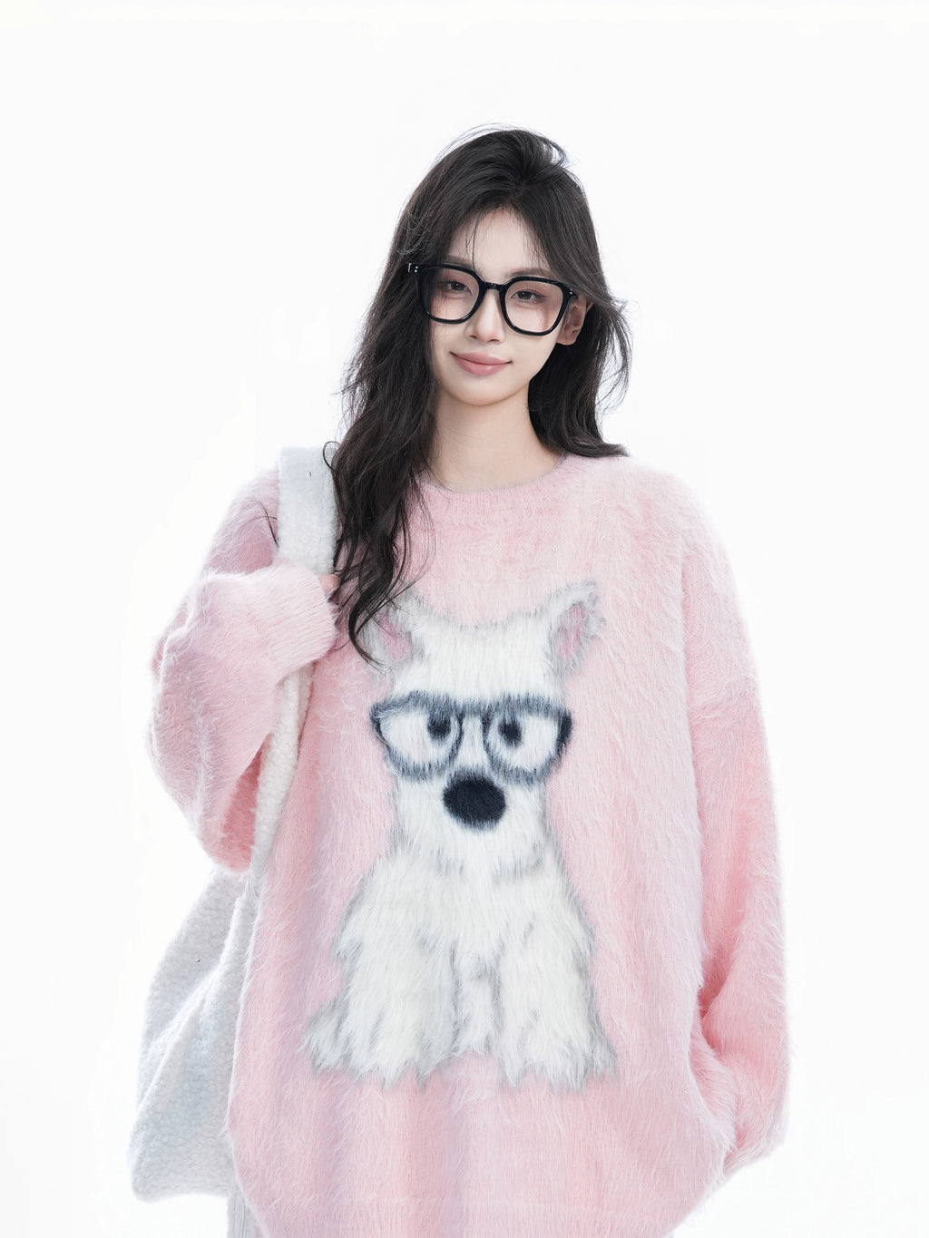 Zuocisankon Cute Puppy Jacquard Soft Waxy Knitted Sweater