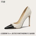 Lily Wei Color Matching Temperament Small Fragrant Style Pearl High Heels