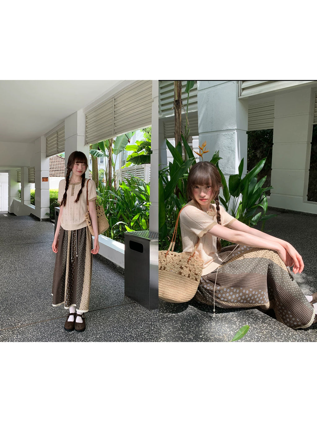KANO Vintage Parquet Pleated Skirt