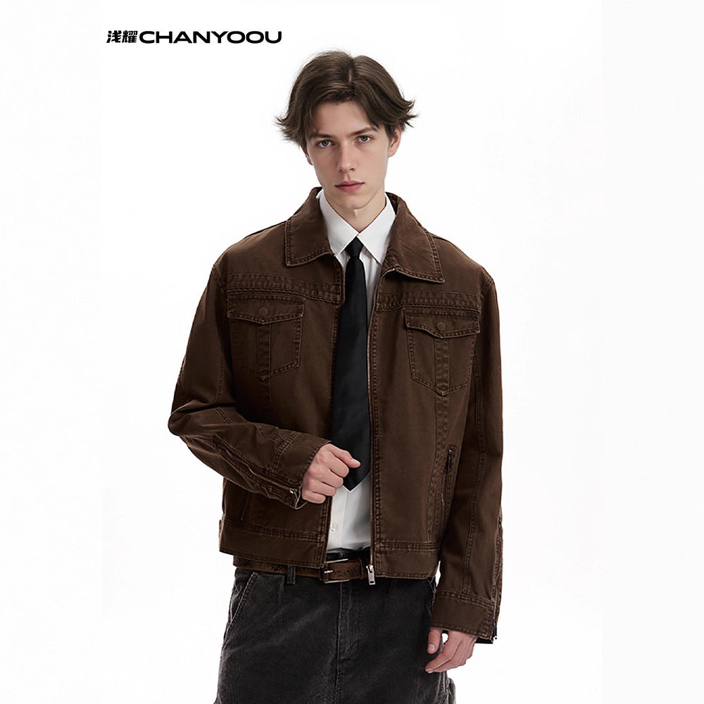 CHANYOOU Retro Old Deconstructed Denim Jacket
