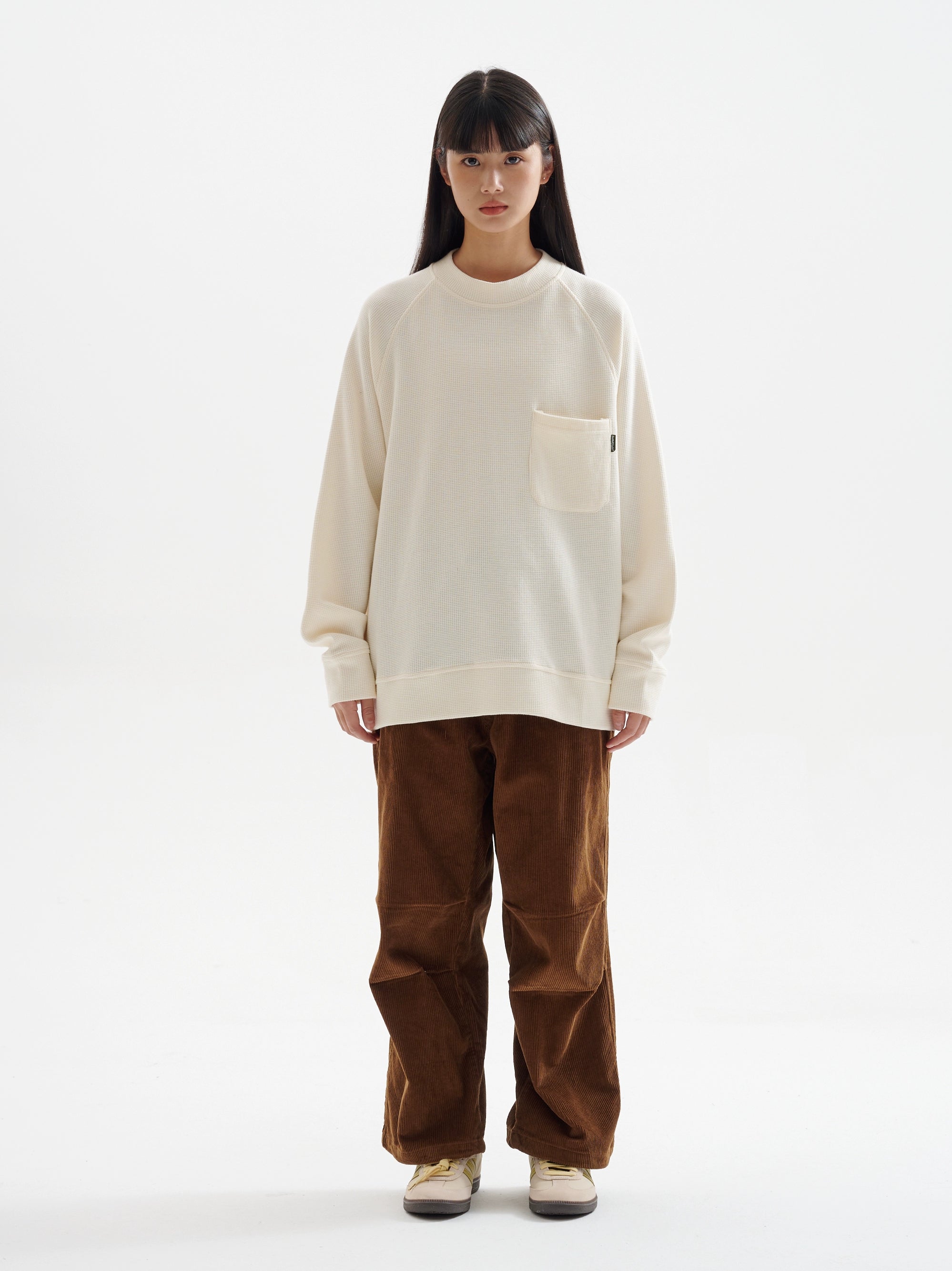 BUTTBILL 380G Japanese waffle Pure Cotton inner long-sleeve Tee