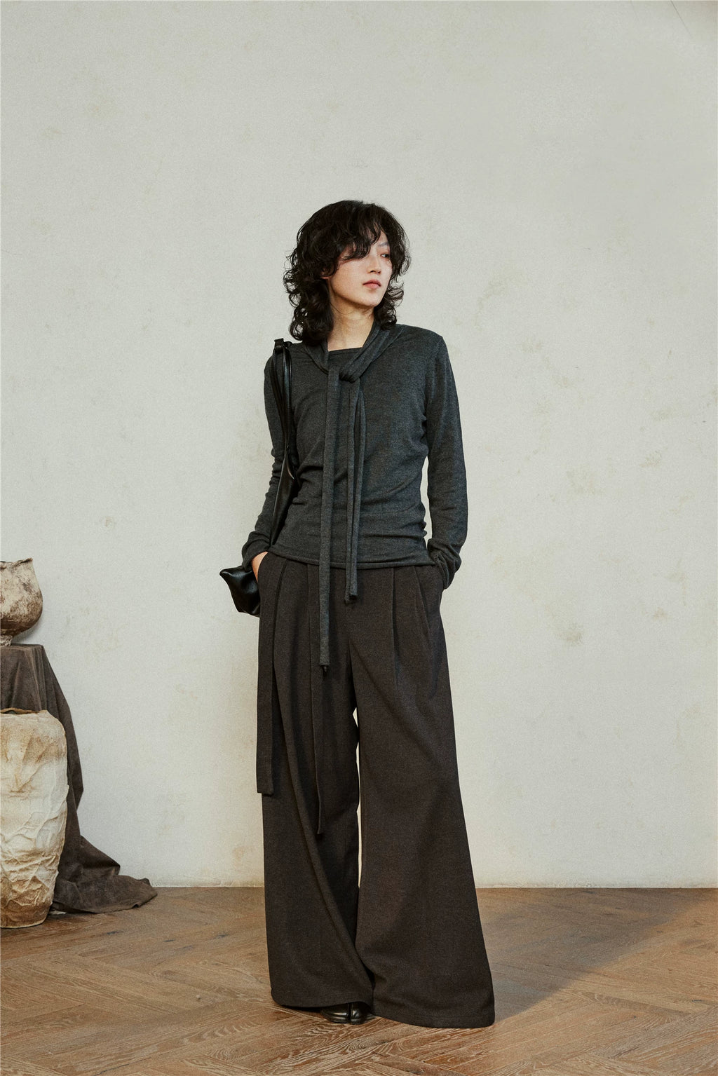 SUNYVONNE Lazy Wind Strap Knitted Long Sleeve