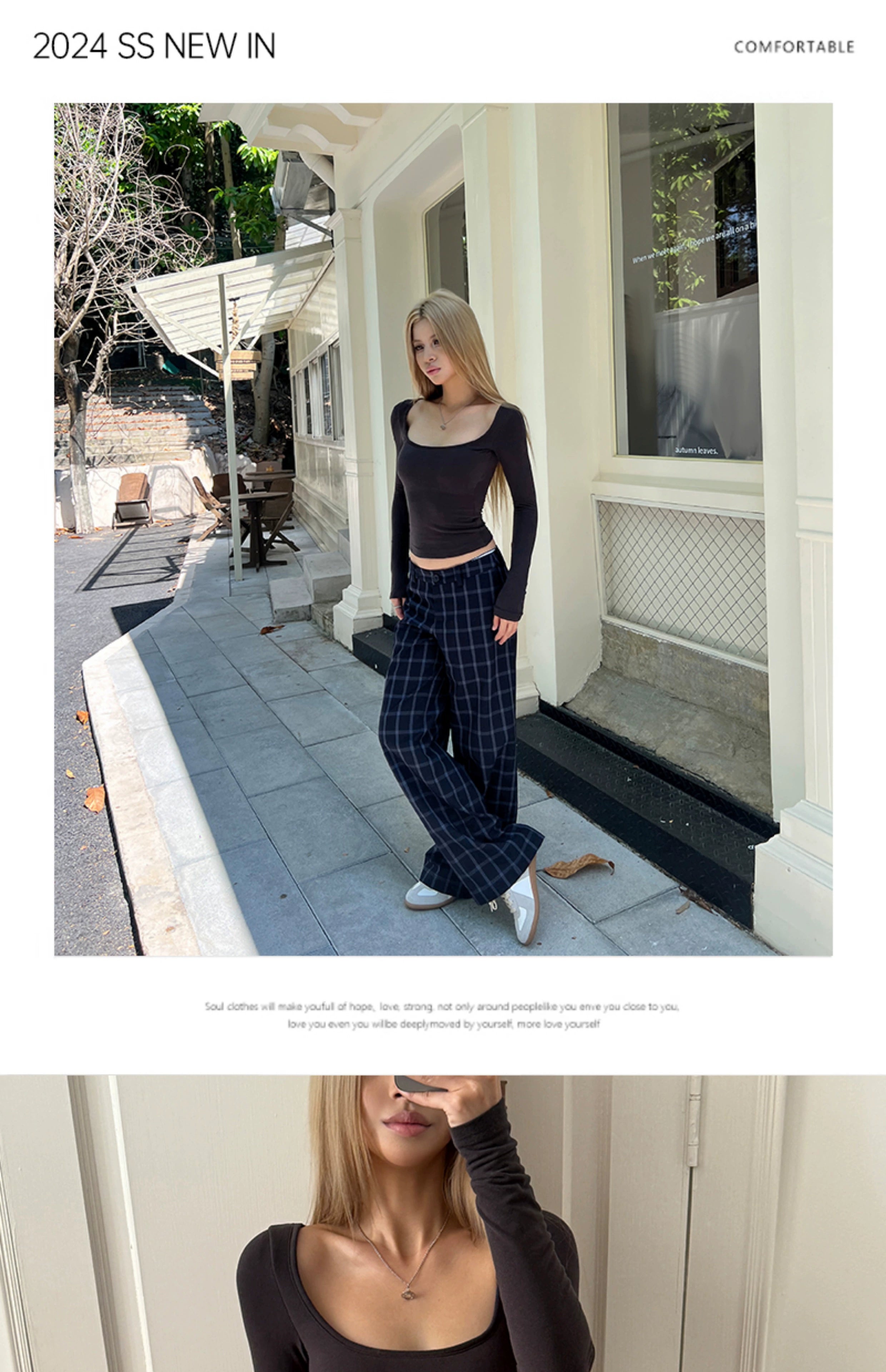 Audwyn Vintage Plaid Loose Straight Casual Pants