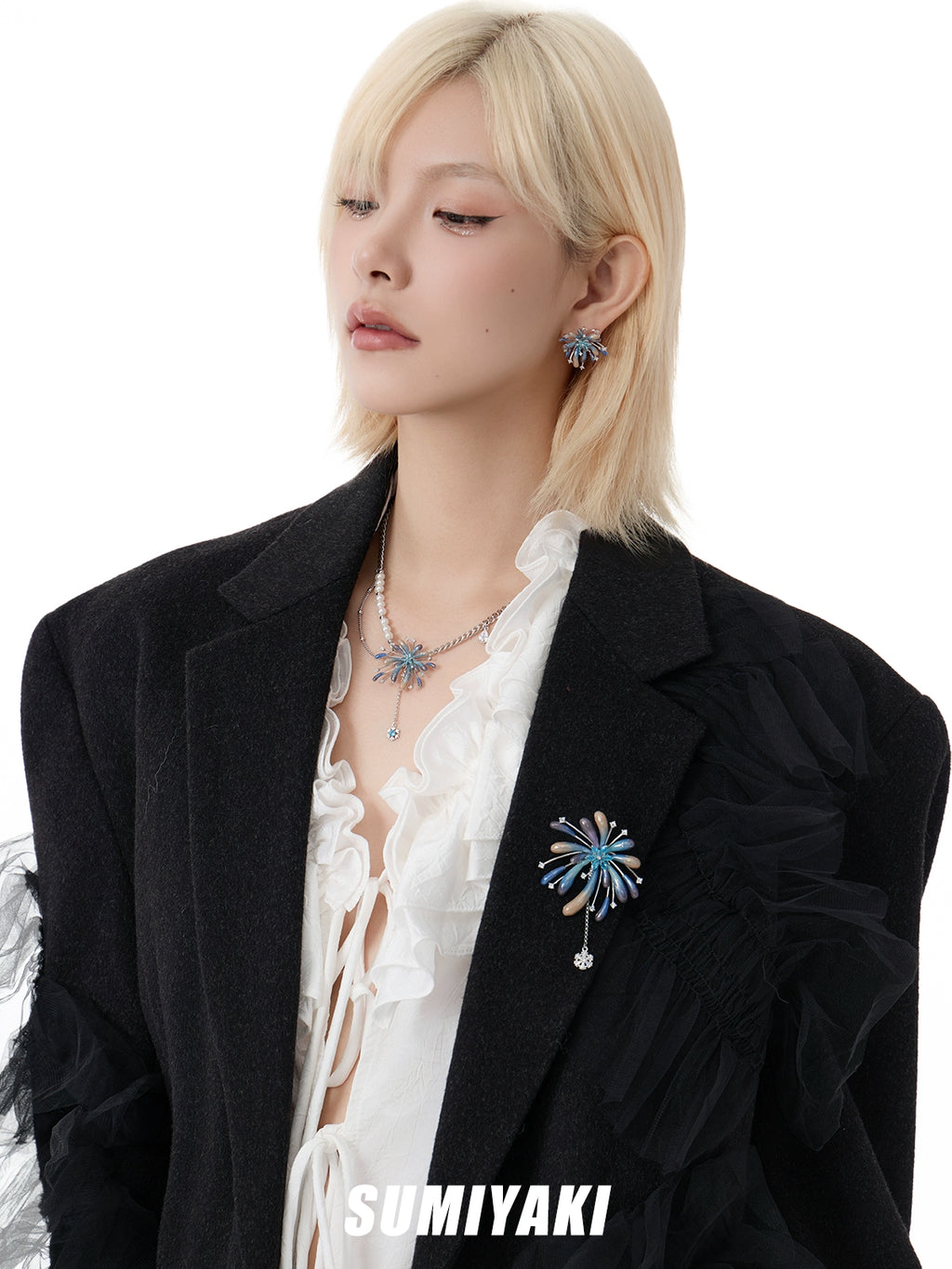 SUMIYAKI Gradual Change Fireworks Pearl Fringed Necklace