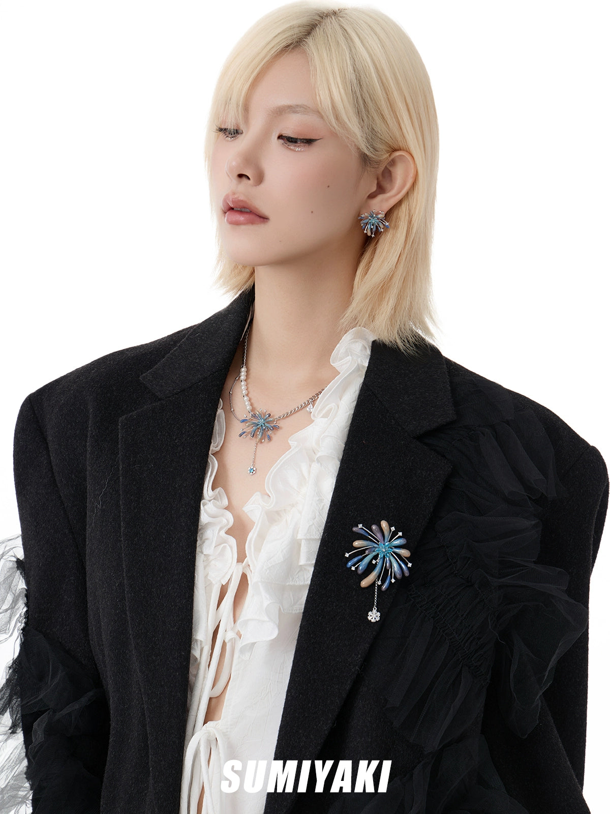 SUMIYAKI Gradual Change Fireworks Pearl Fringed Necklace