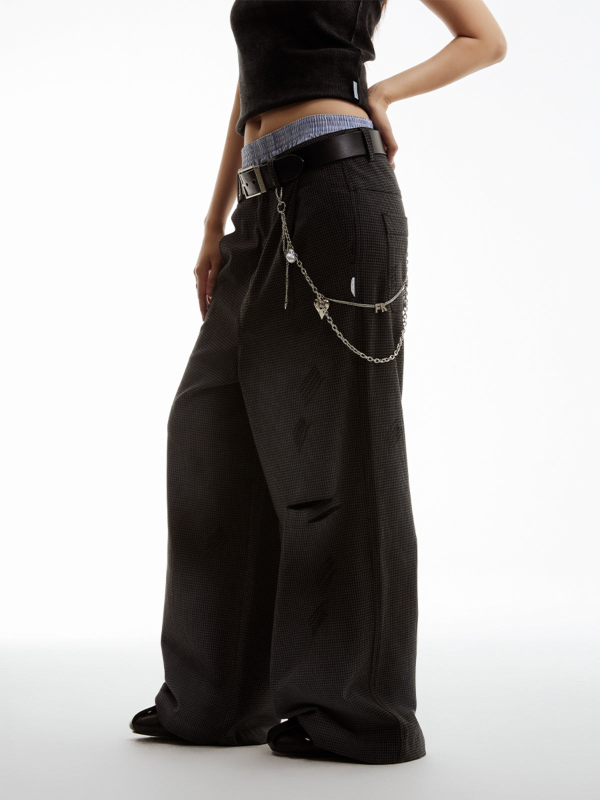 FUNKYFUN Qiandongge Knife Cutting Mouth Spray-painted Trousers