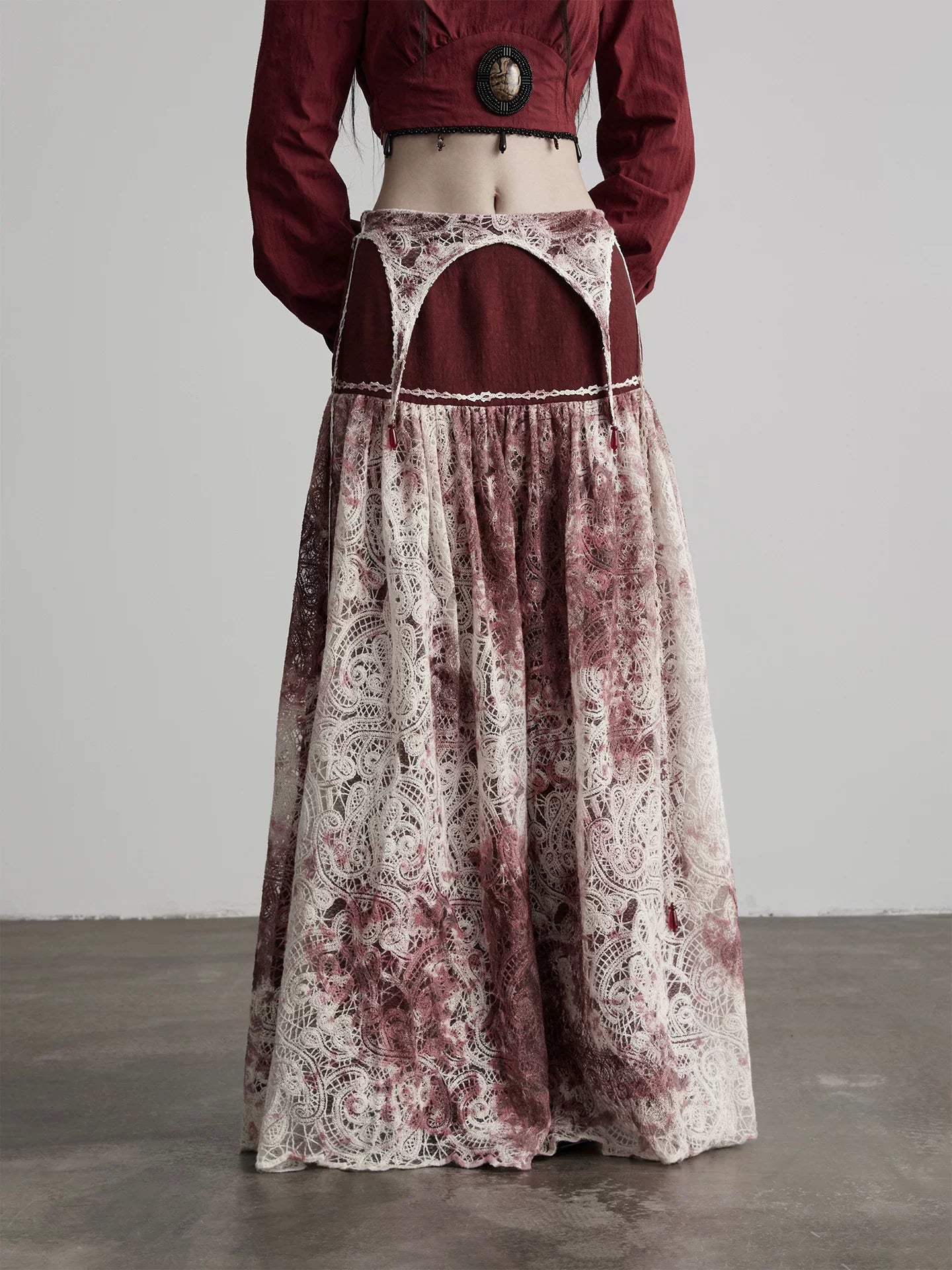 INDULGE Bead Lace Stitching Dress