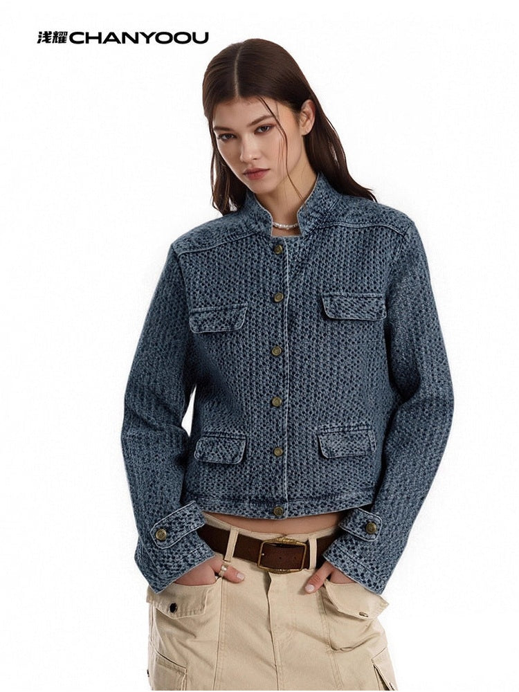CHANYOOU Retro Short Xiaoxiangfeng Denim Jacket