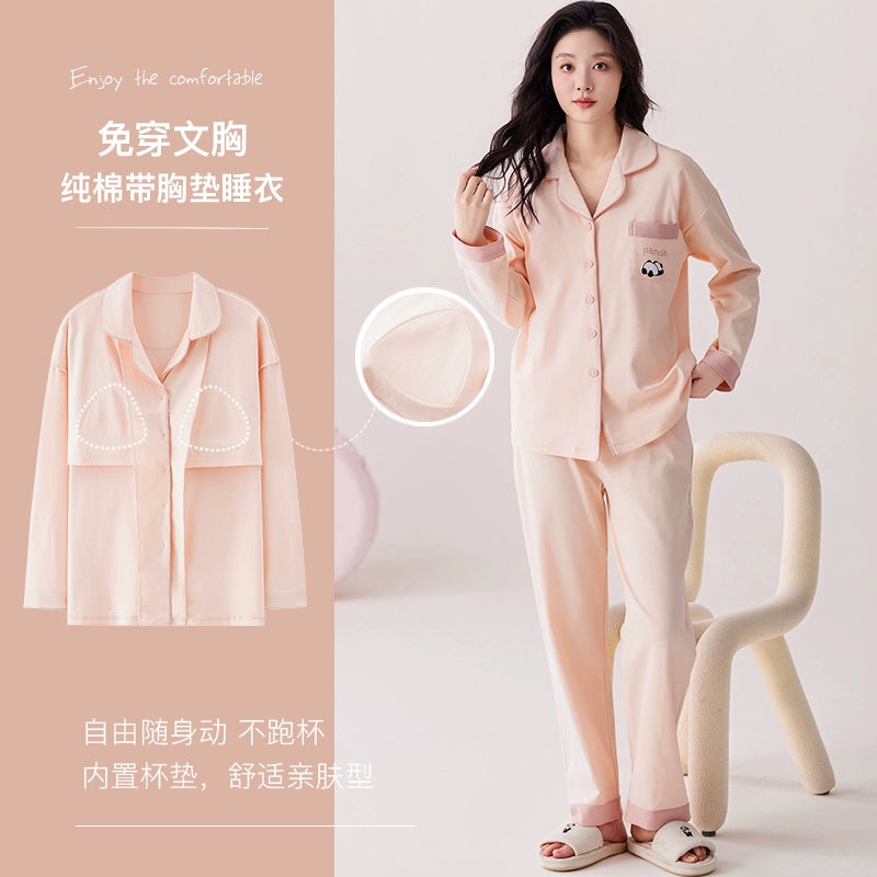 Urban Butterfly with Chest Pad Long Sleeve Three-piece Set Loungewear