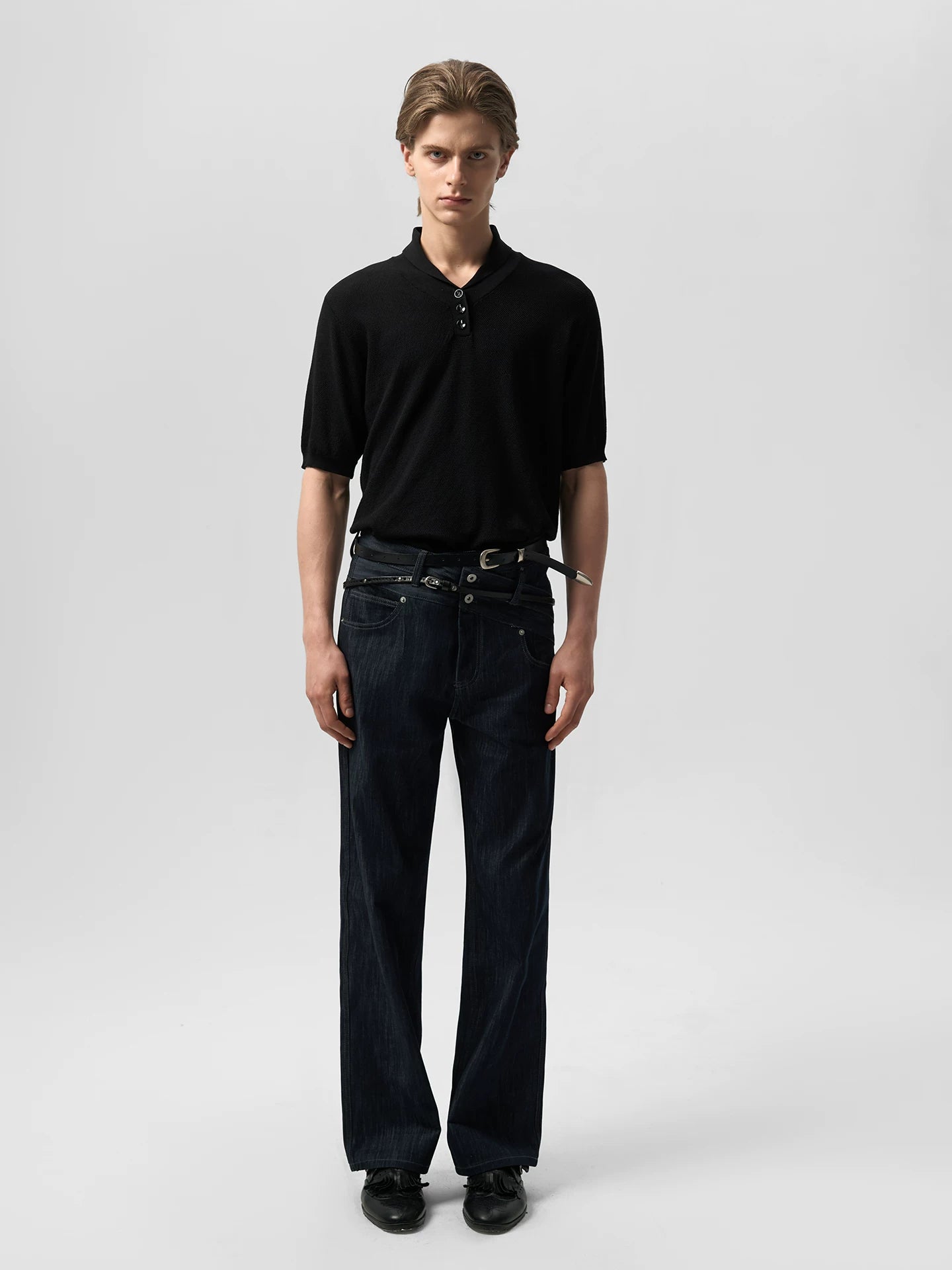 Slight Vogue Straight Double Waist Jeans