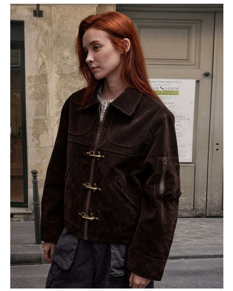 MADWITCH imitation suede short jacket women's edition