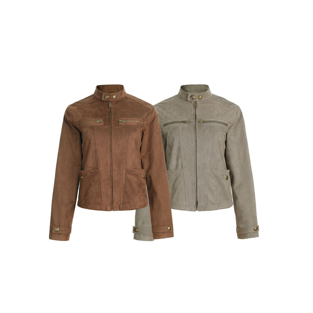 CHANYOOU Vintage Suede Short Slim Jacket