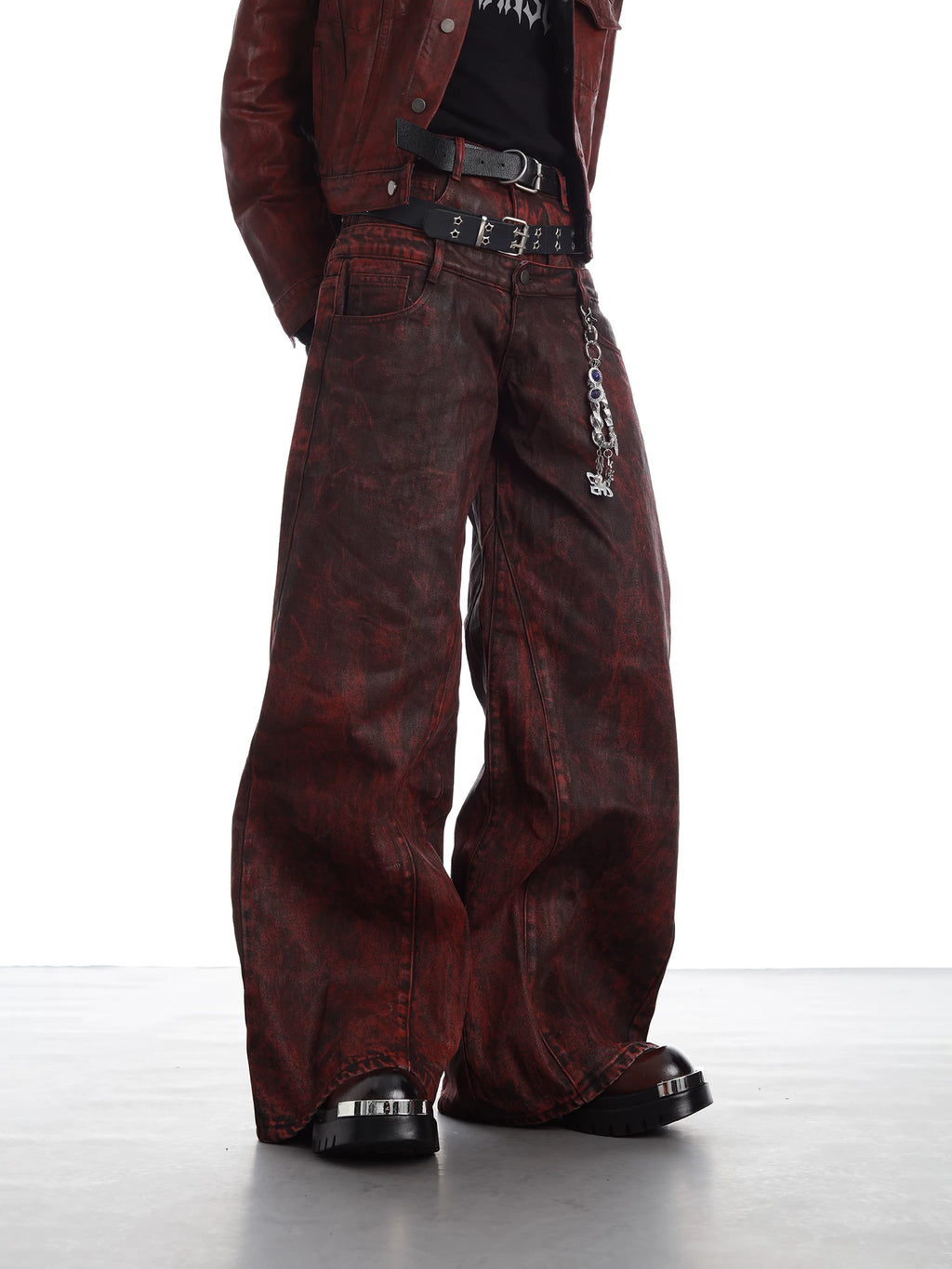 NUndeFineD Vintage Fake Two-Piece Straight Jeans