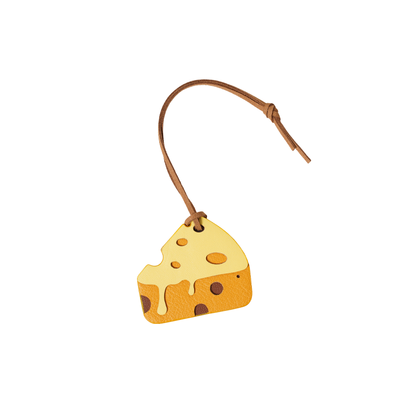 Momogigi fried cure, handmade custom leather contrasting cheese cheese cute bag pendant key accessories