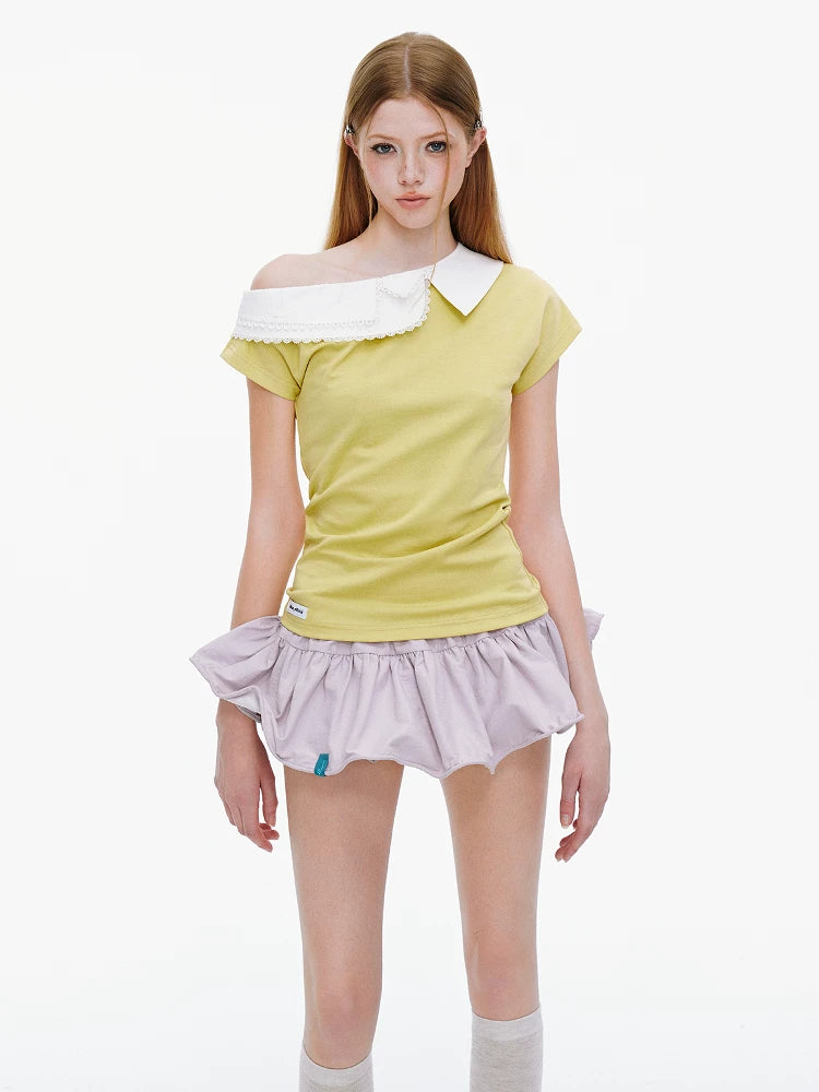 JIKOO Low Waist Pleated Bud Skirt