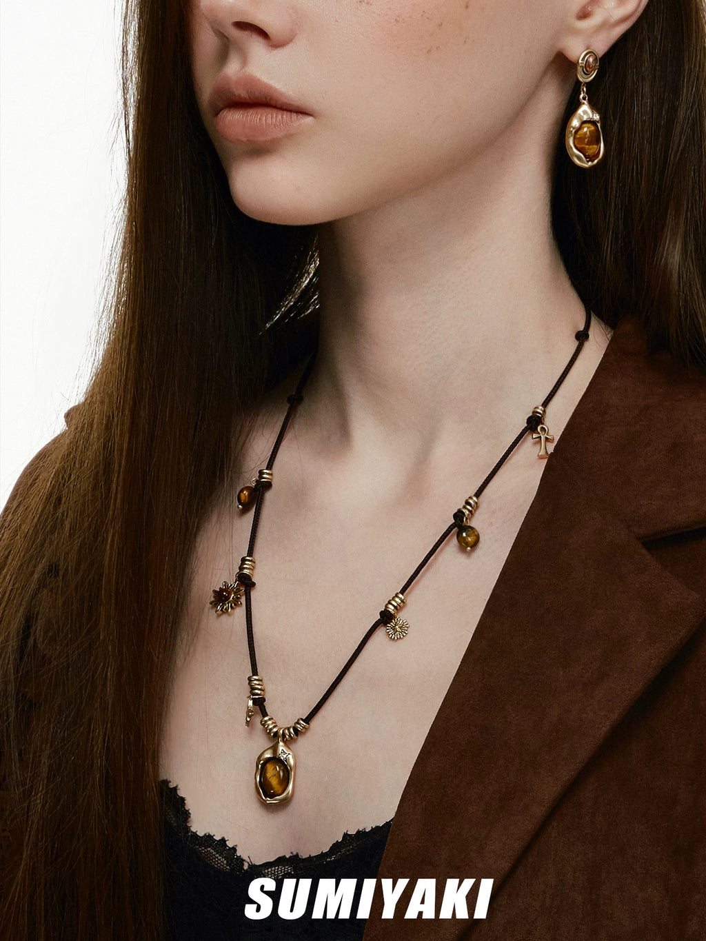 SUMIYAKI Vintage Beaded Double Layer Necklace