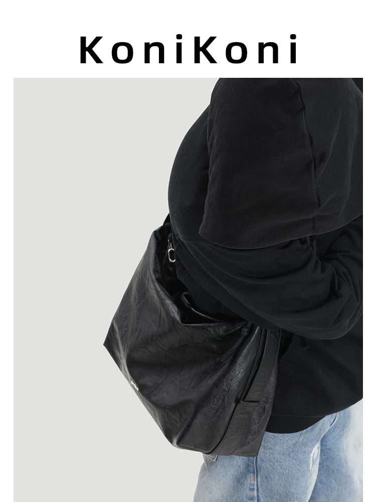 KoniKoni Leather Crossbody Tote Bag