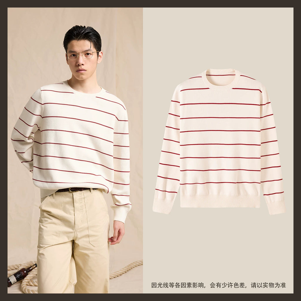 CULTUM Crew Neck Striped Knitted Sweater