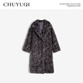 CHUYUQI Extravagant Warm Wool Coat Stand-up Collar Imitation Fur