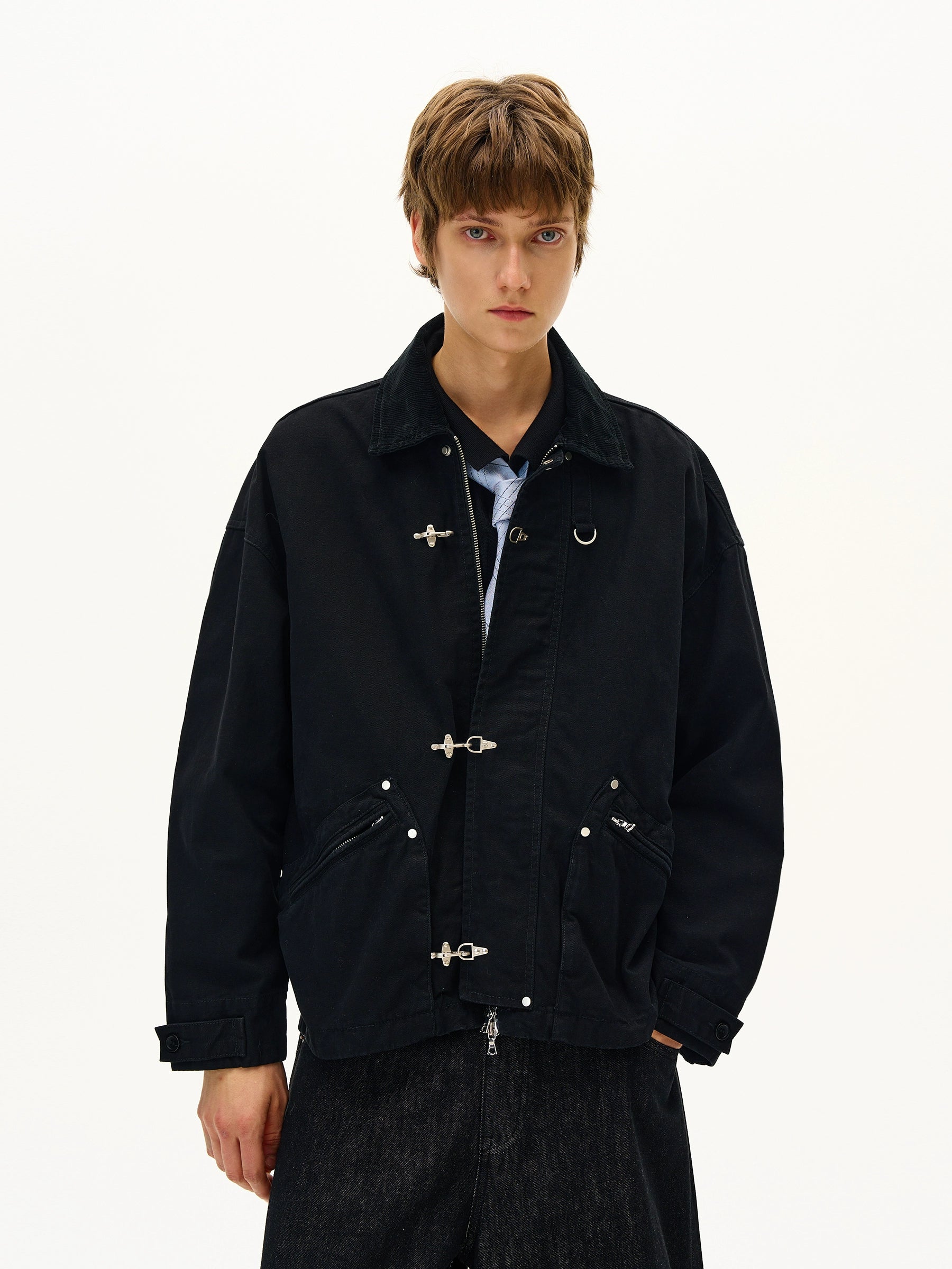 MADWITCH Vintage Contrast Lapel Bottom Tooling Jacket