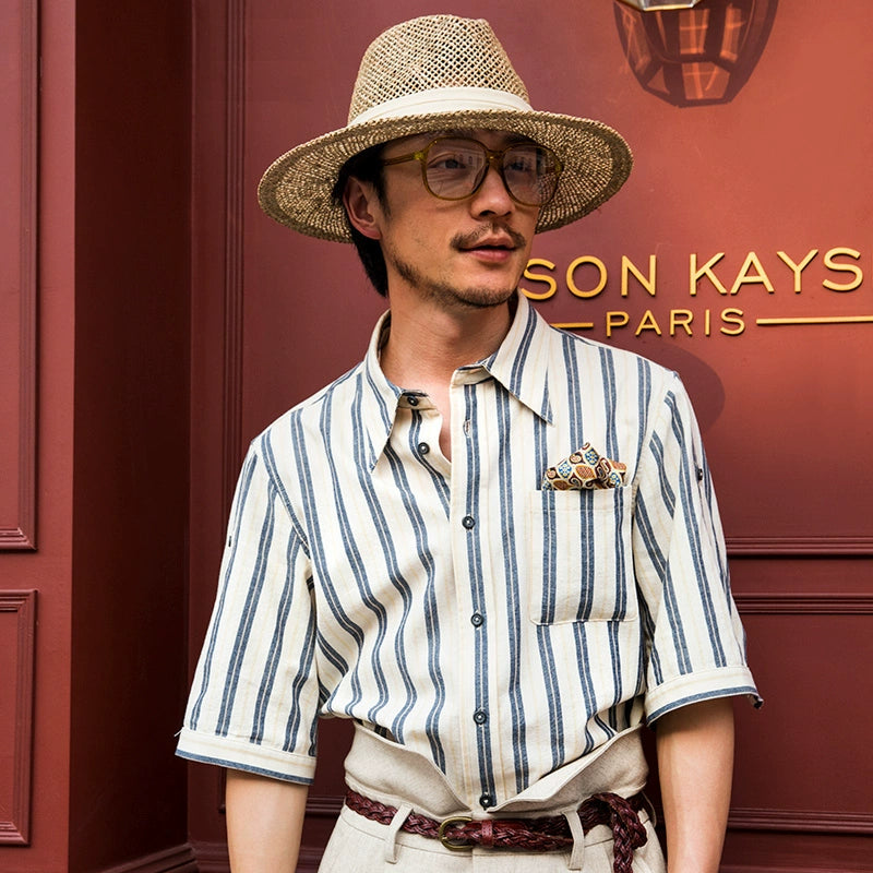 SOARIN Vintage Striped Short Sleeve Shirt