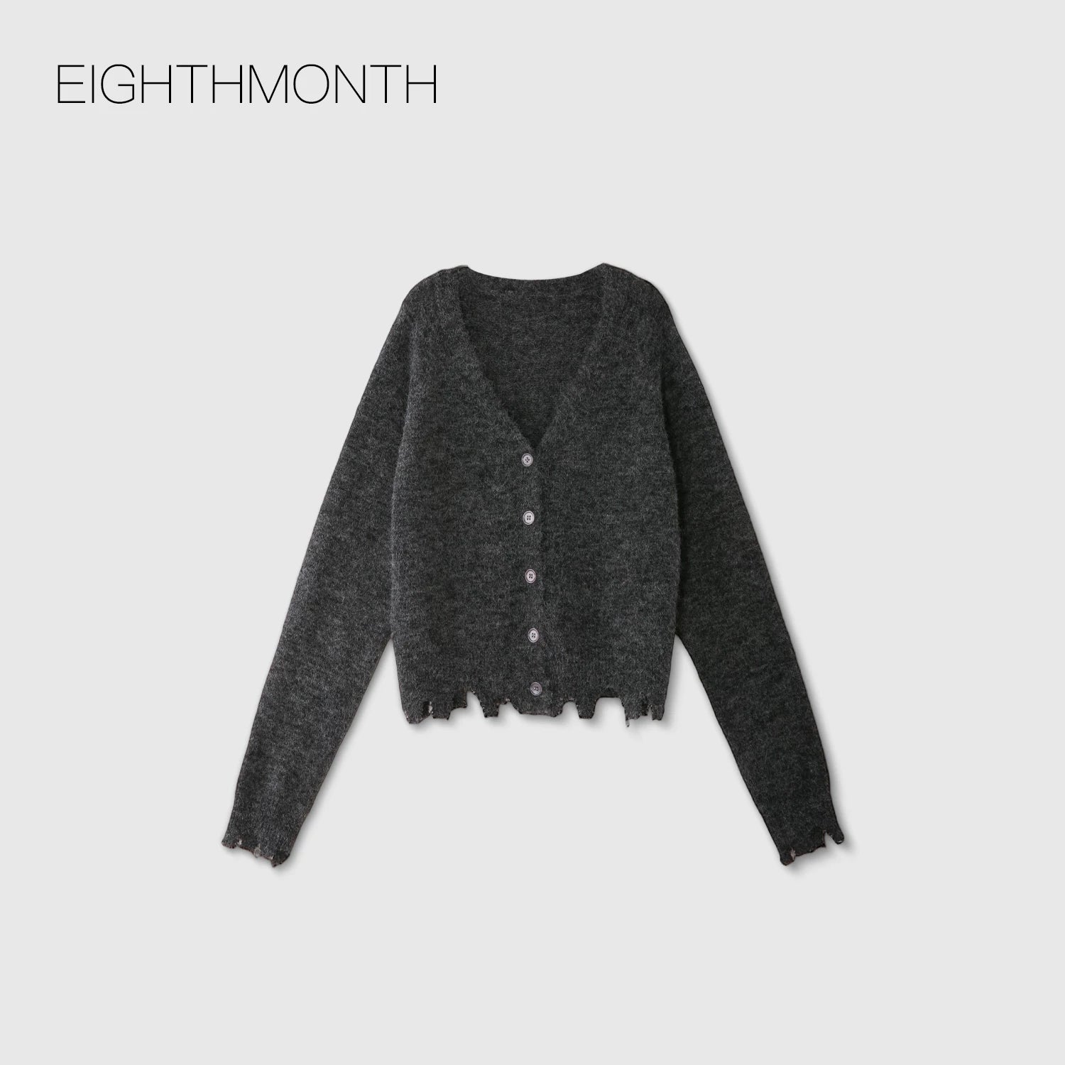 EIGHTHMONTH V-neck Loose-fitting Rough-knit Cardigan