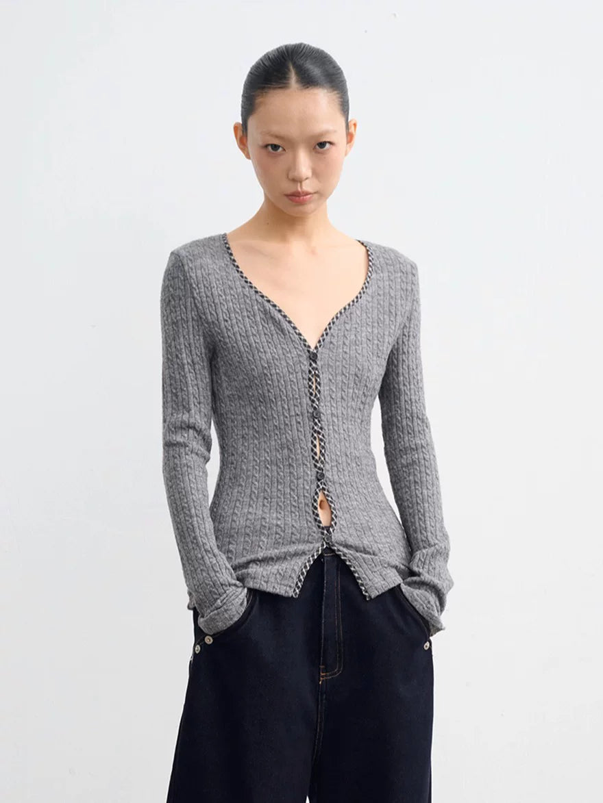 LINY LIBERTY Simple Slim-fitting Long-sleeved Knitted Base