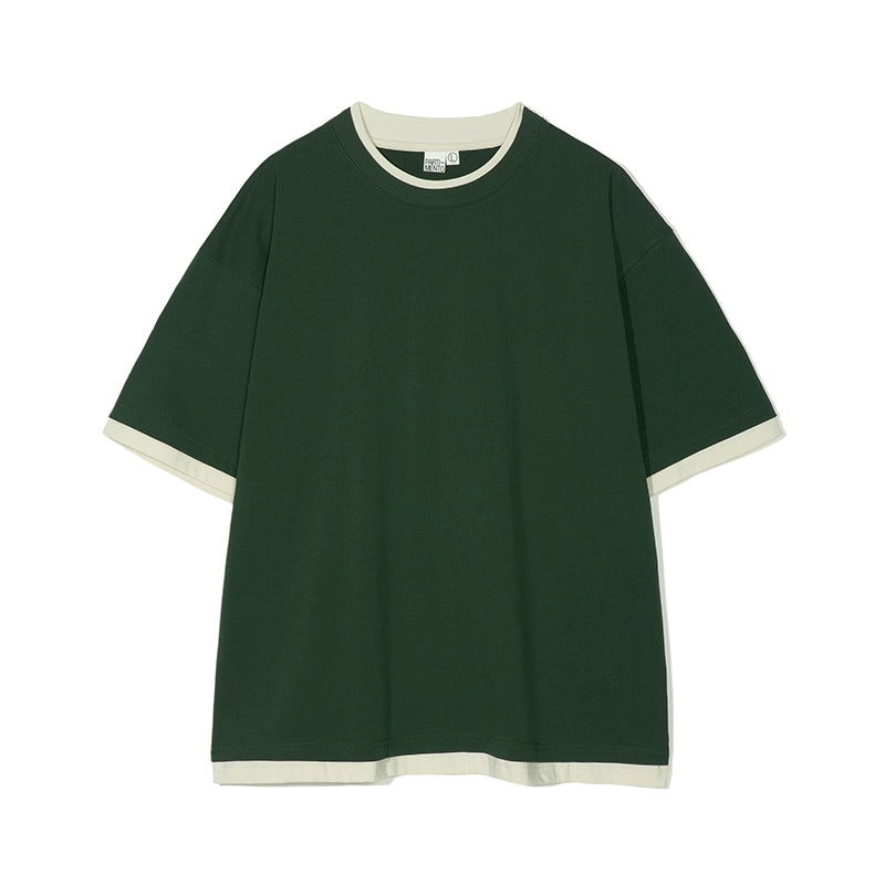 PARTIMENTO Loose Casual Short Sleeve Laminated Tee