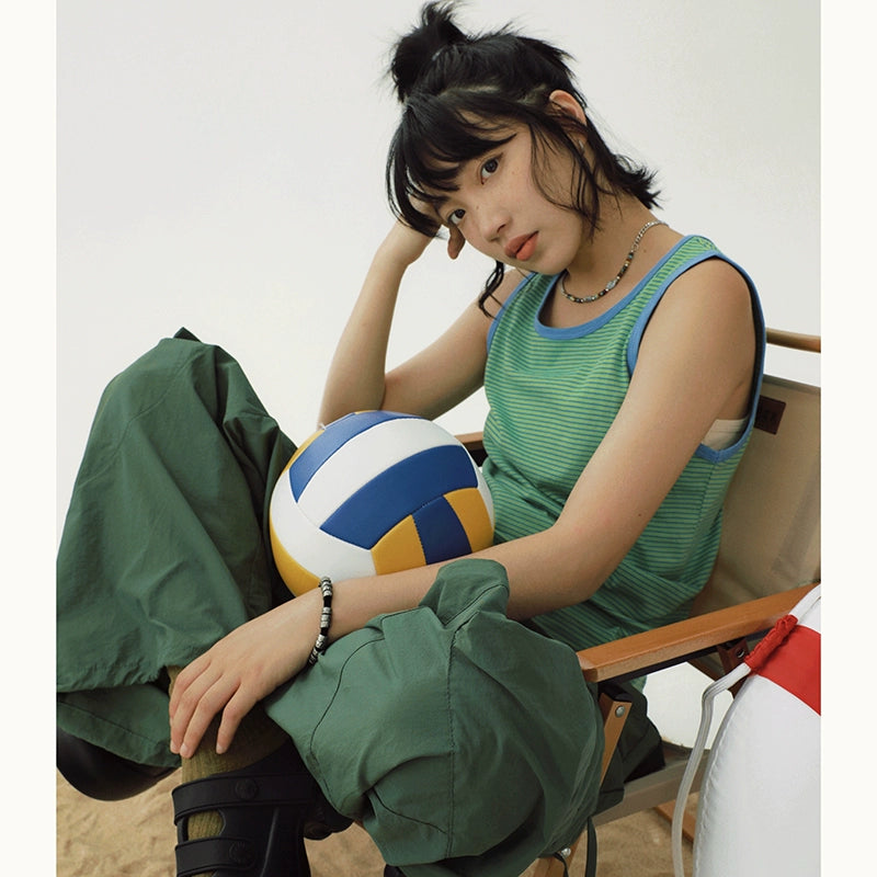 STILLYOU Vintage Striped Crew Neck Sleeveless Vest