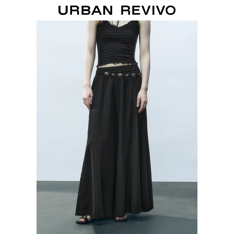 URBAN REVIVO Wave Style Vertical Super Loose Versatile Wide Leg Pants