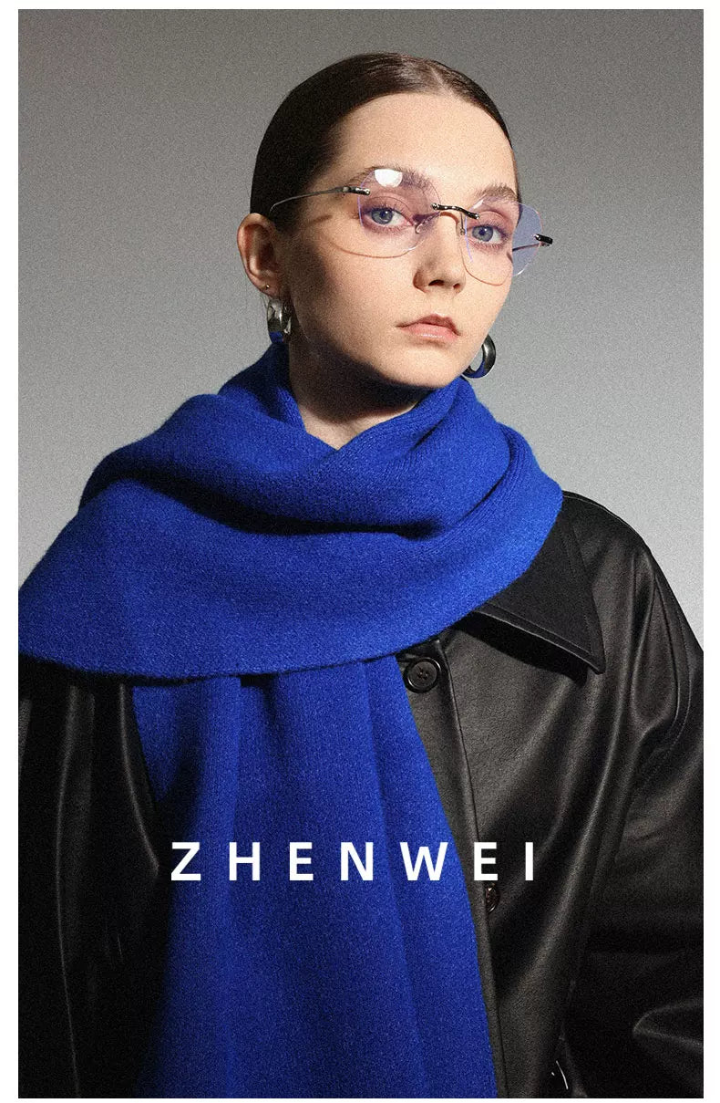 ZHENWEI 100% Wool Enlarged and Widened Knitted Long Scarf