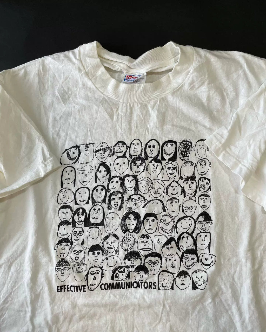 Wang Youbing Retro Hand-painted Fun Face Group Portrait Tee