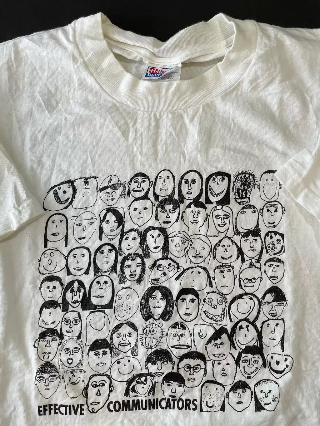 Wang Youbing Retro Hand-painted Fun Face Group Portrait Tee