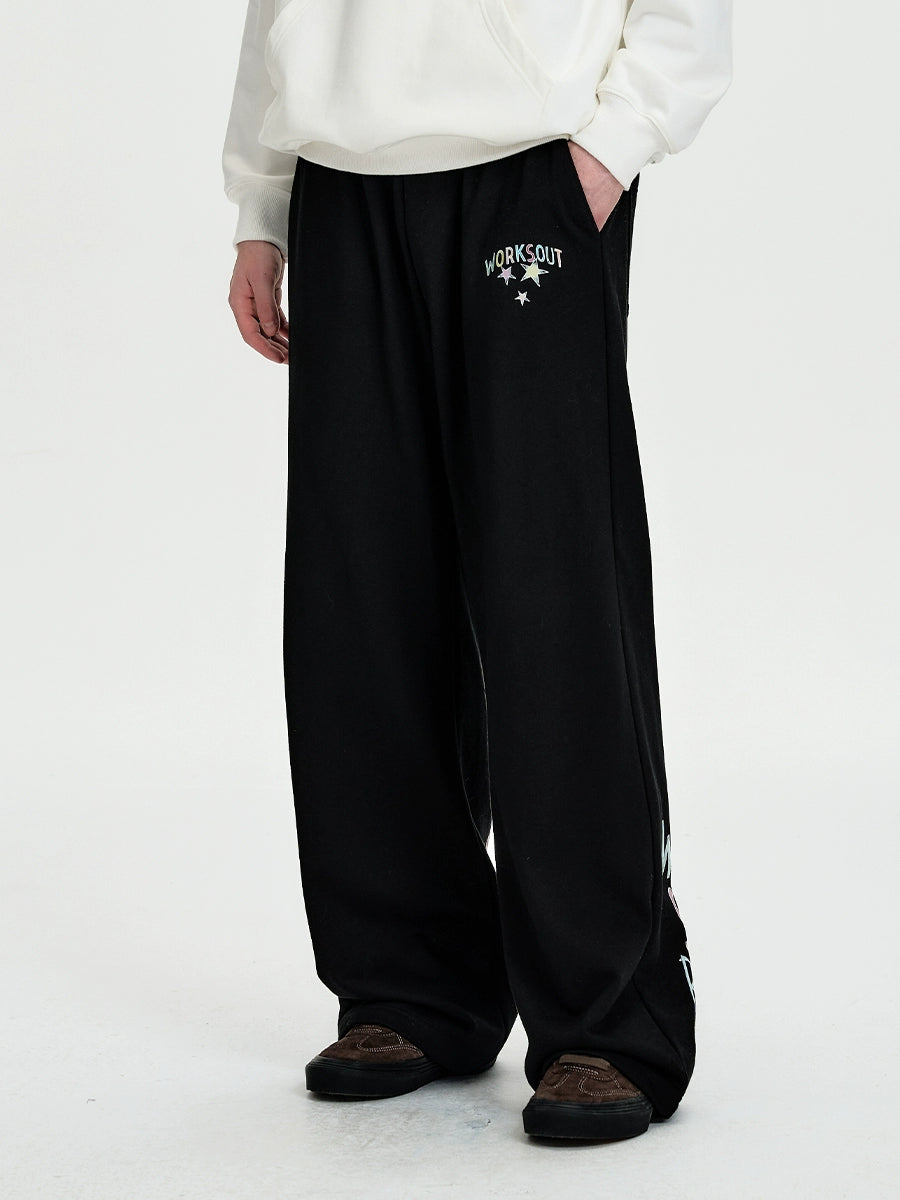 NICEBAD graffiti font star print sweatpants