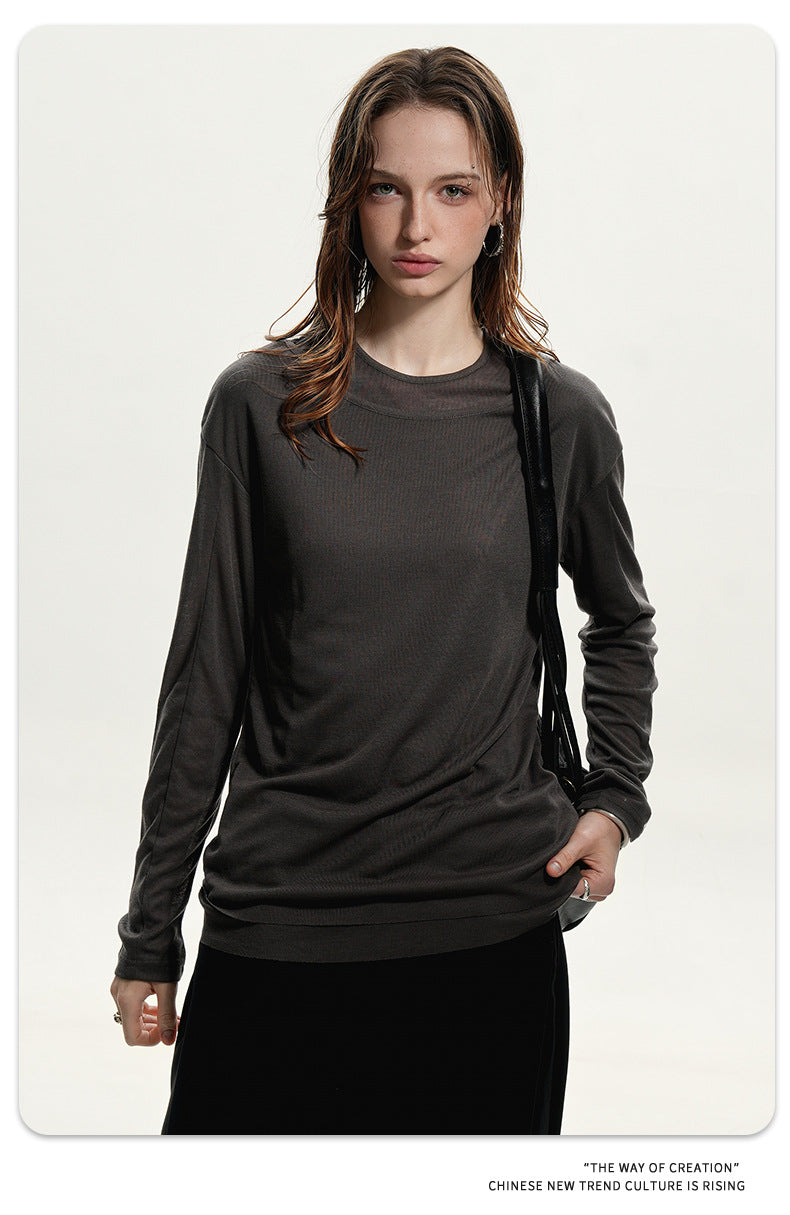 11KN Breathable Simple Anti-wrinkle Skin-friendly Slim Long Sleeves