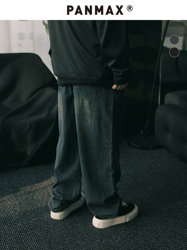 PANMAX Old Washed Gradual Change Color Straight Jeans