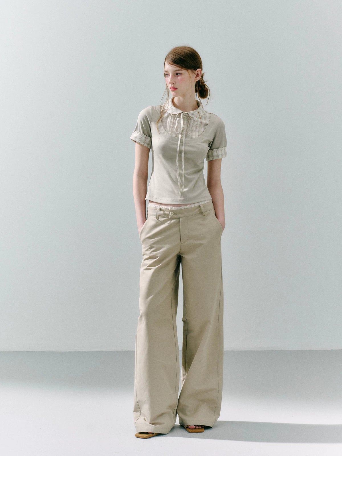 LOST FOREST Fake Two Piece Splicing Slim Tee