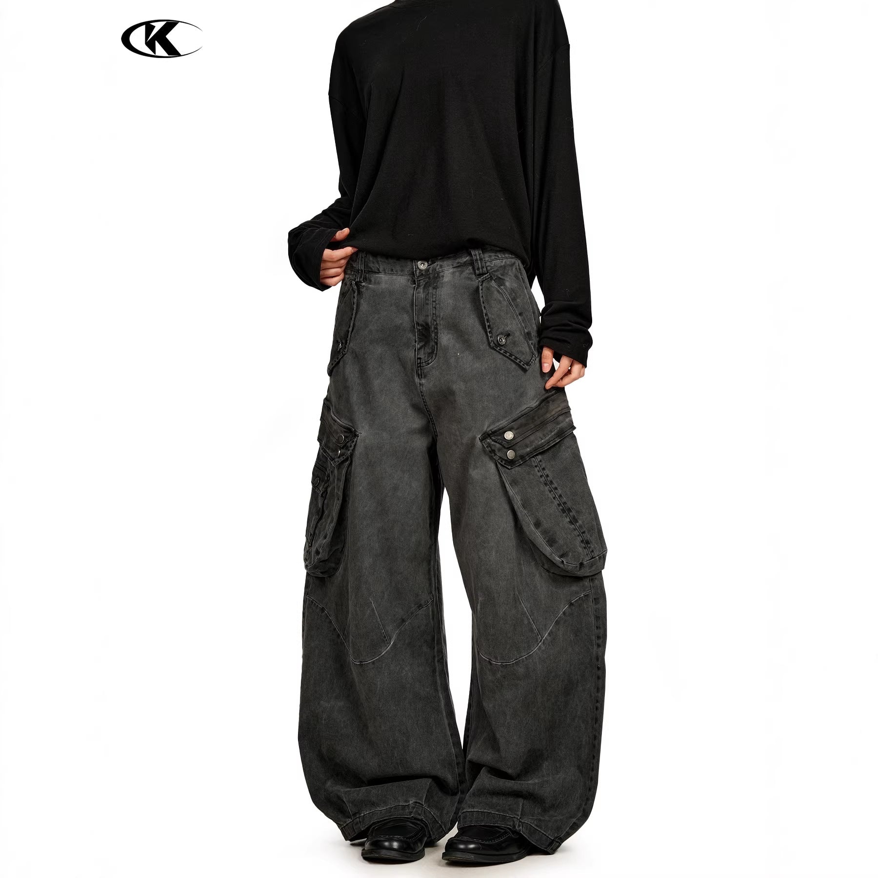 11KN Retro Loose Casual Wide-leg Scimitar Trousers