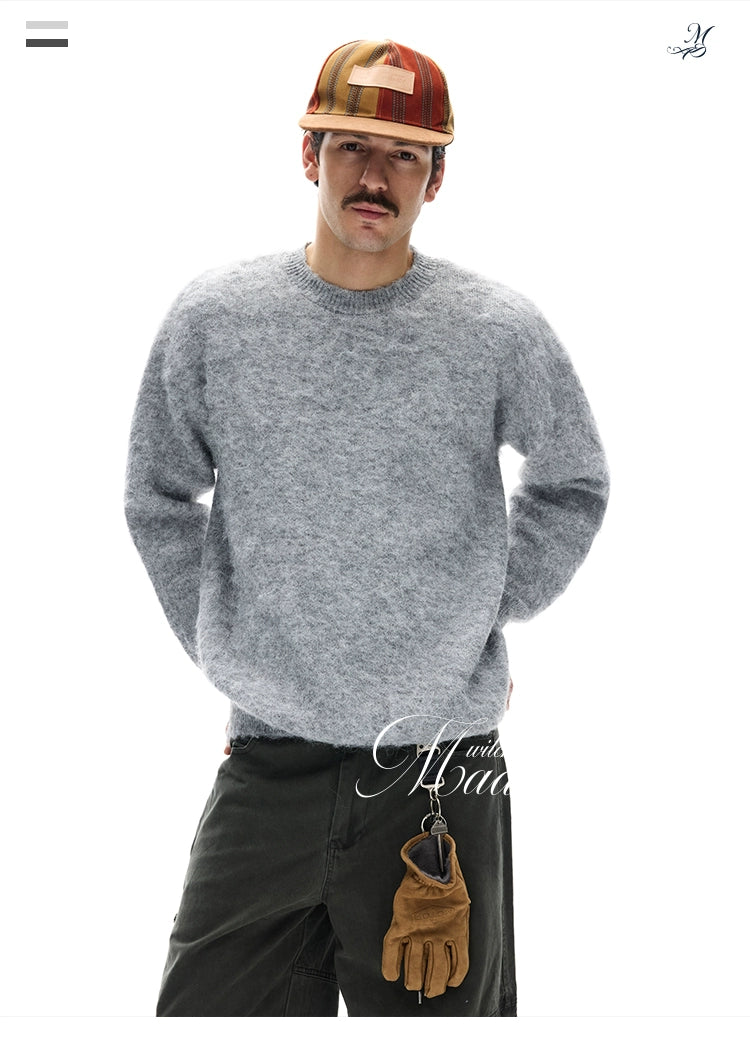 MADWITCH Slack Lazy Crew Neck Knitted Sweater