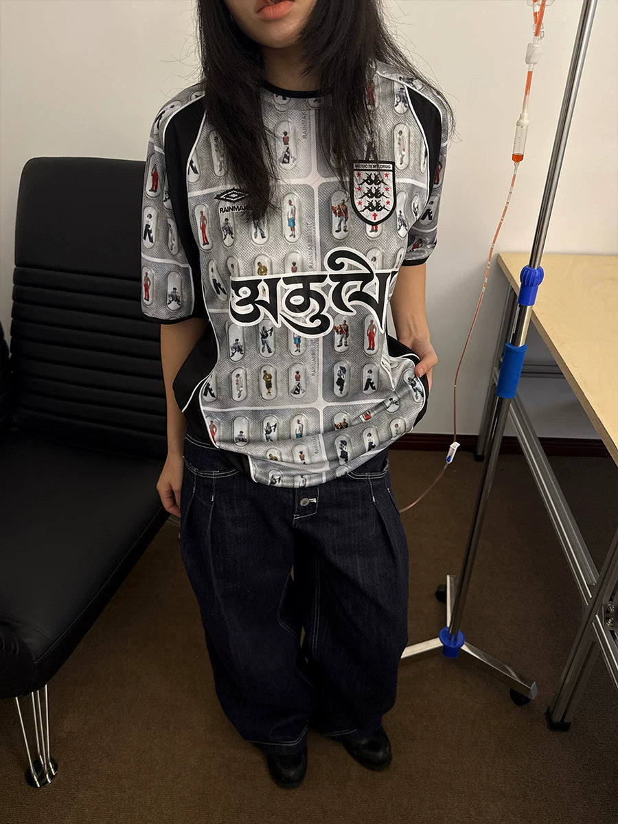 RAINMAKE Vintage Tablet Print Loose Tee