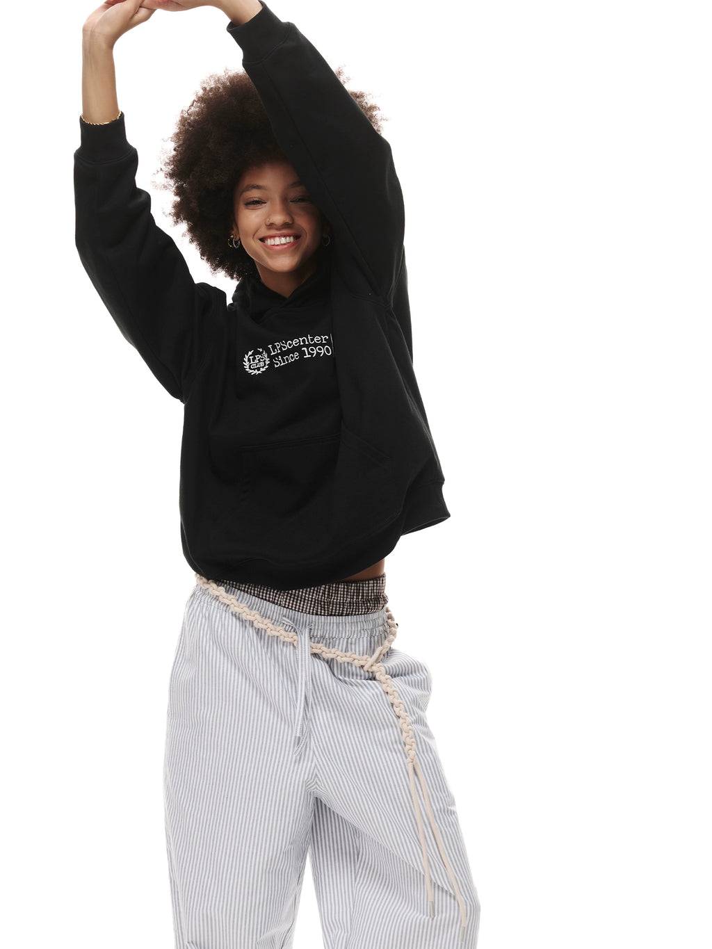 Loopsoon Vintage Alphabet Embroidered Hooded Sweater
