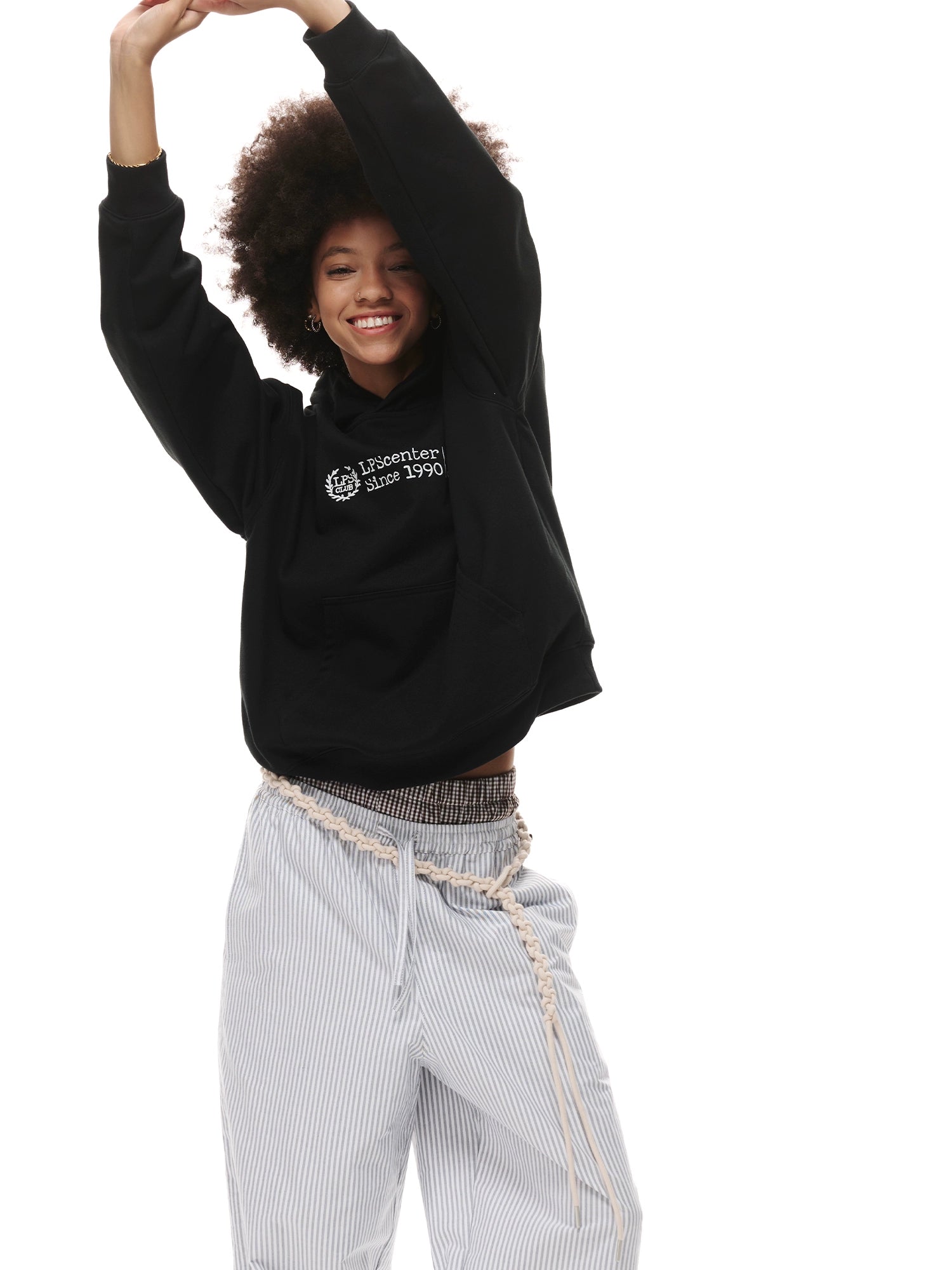Loopsoon Vintage Alphabet Embroidered Hooded Sweater