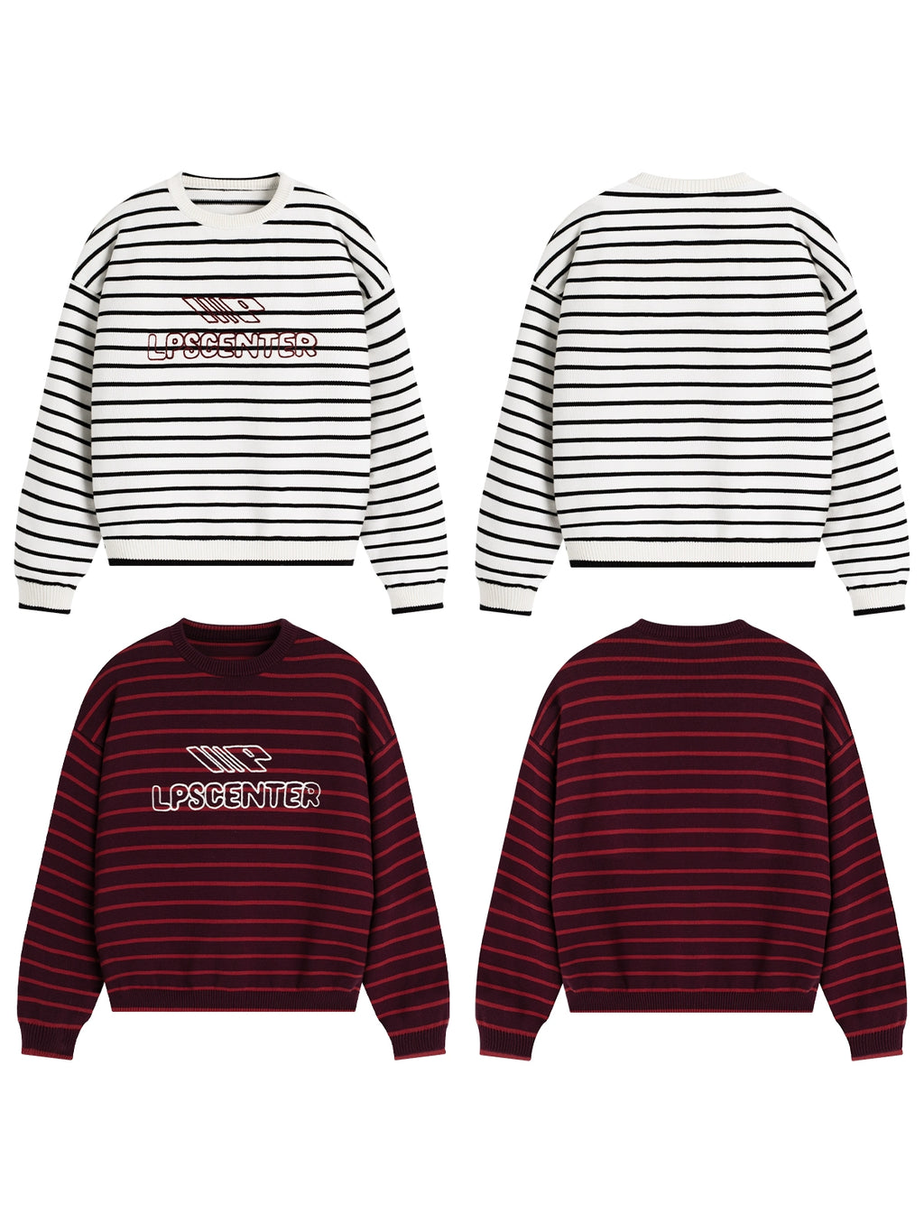 Loopsoon Chain Embroidered Striped Sweater
