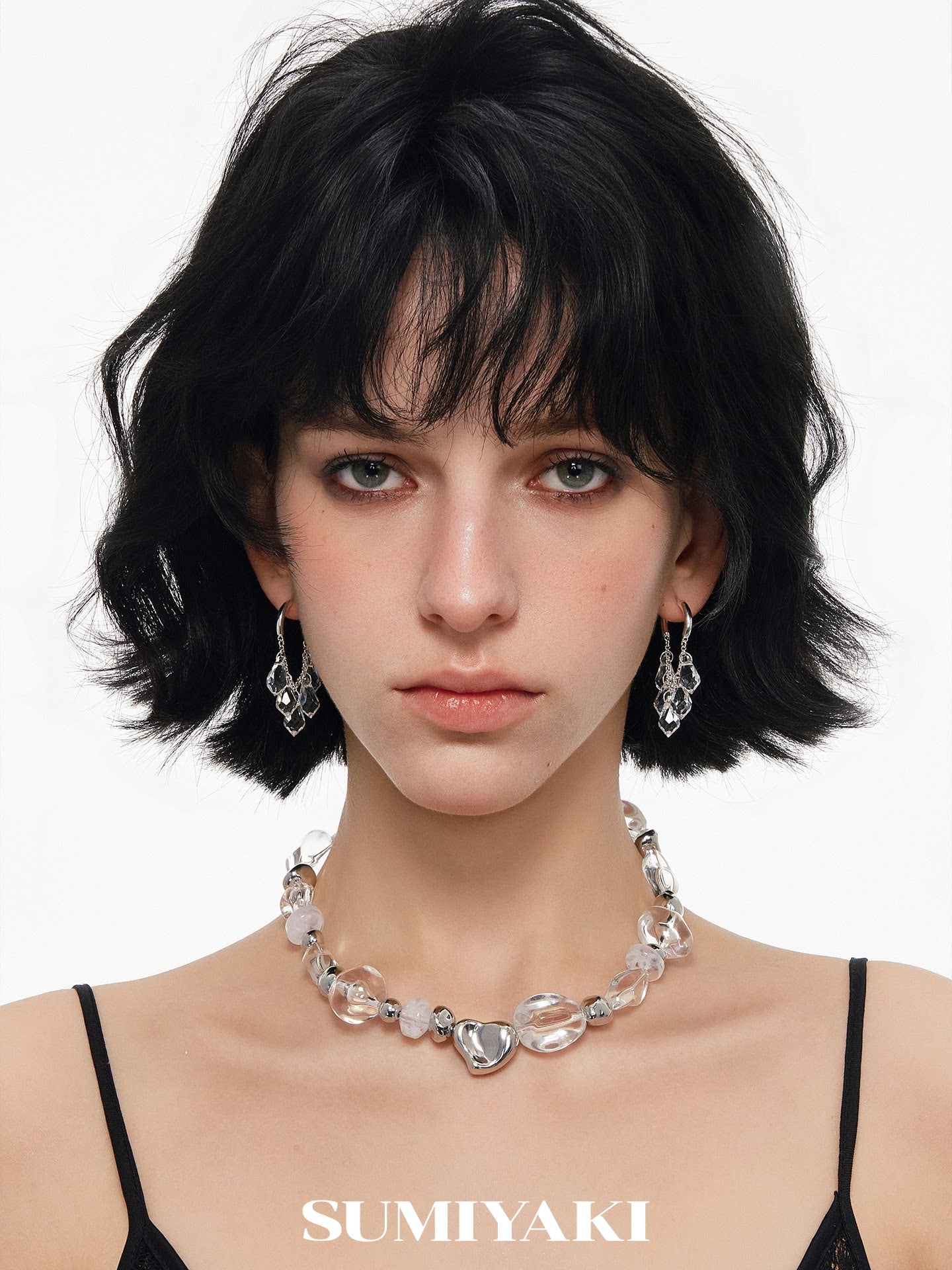 SUMIYAKI Niche Transparent Crystal Necklace